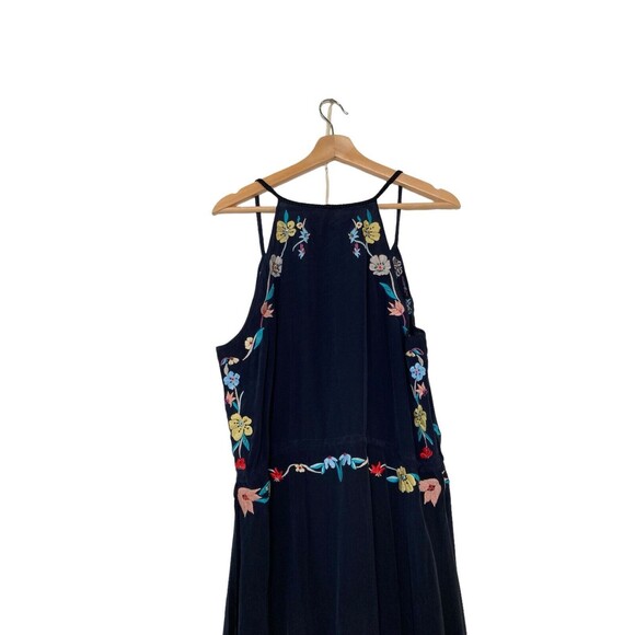 Calypso St. Barth Rodru Floral Embroidered Maxi Silk Dress Handkerchief Hem XL - Picture 6 of 15